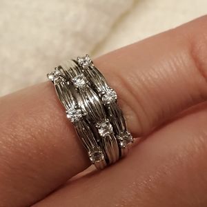 Diamonique rope band 925 size 7 ring